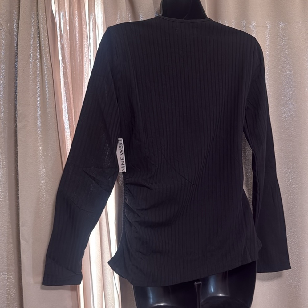Nine West Elegant Black Wrap Top - Picture 3 of 4